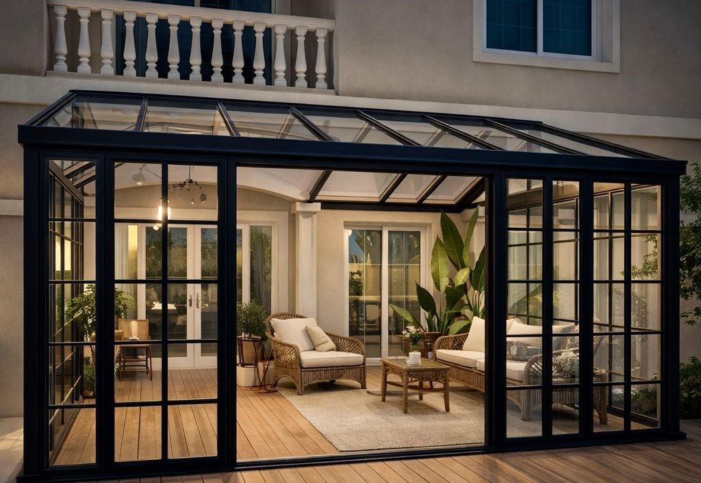 Galería vidriada exterior integrada a la vivienda